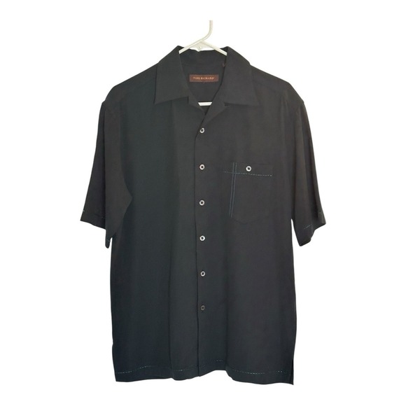 Tori Richard Shirt Small Resortwear Men's Black‎ Pocket Print Back Short Sleeve - Picture 1 of 10